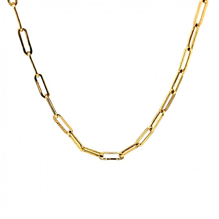 18K ITALIAN YELLOW GOLD PAPERCLIP LINK CHAIN NECKLACE / 18" / 1,3MM / 4,9GR / CHI107