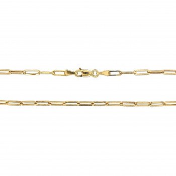 18K ITALIAN YELLOW GOLD PAPERCLIP LINK CHAIN NECKLACE / 18" / 1,3MM / 4,9GR / CHI107