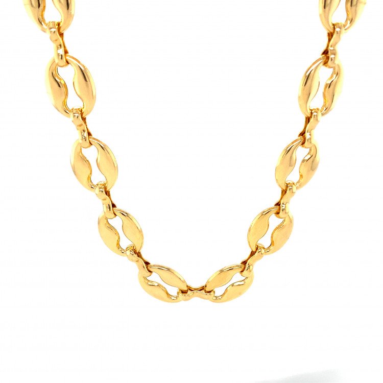 14K YELLOW GOLD PUFFED MARINER LINK CHAIN NECKLACE / 20" / 12MM / 20,6GR / CHI177