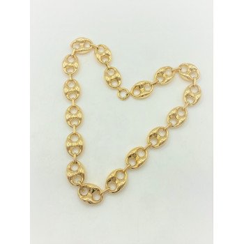 14K YELLOW GOLD PUFFED MARINER LINK CHAIN NECKLACE / 20" / 13,1MM / 42,1GR / CHI162