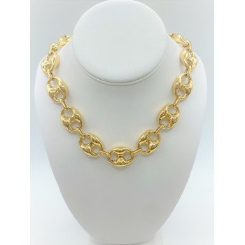 14K YELLOW GOLD PUFFED MARINER LINK CHAIN NECKLACE / 20" / 13,1MM / 42,1GR / CHI162