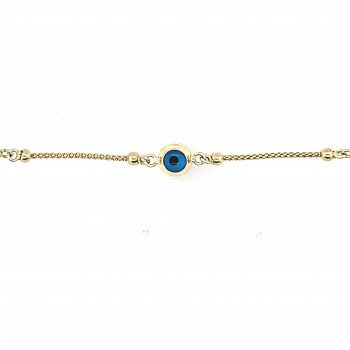 14K YELLOW GOLD CHILD EVIL EYE AND BALLS STATION BRACELET / 6.4"/ 3.8gr / BRI72