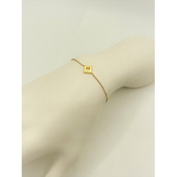 14k YELLOW GOLD RHOMBUS STATION BRACELET / 7+2” / 1.3gr / BRI161