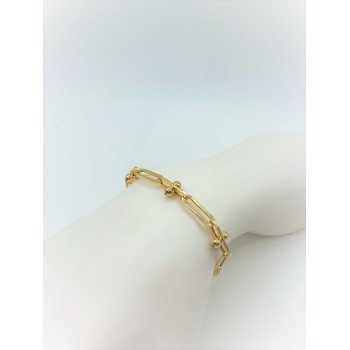 14K Yellow Gold Paperclip with Balls Link/8"/8.2mm/6.3gr/BRI116