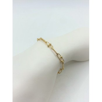 14K Yellow Gold Paperclip with Balls/8"/4.6mm/3.8gr/BRI108