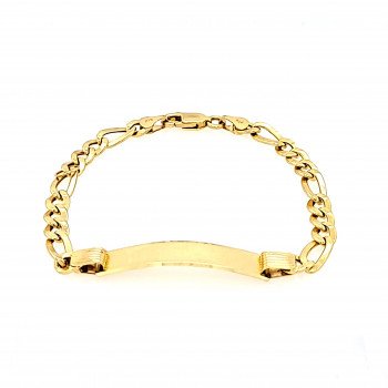 14K YELLOW GOLD CHILD FIGARO ID BRACELET / 6.5mm / 6.8" / 5.2gr / BRI22