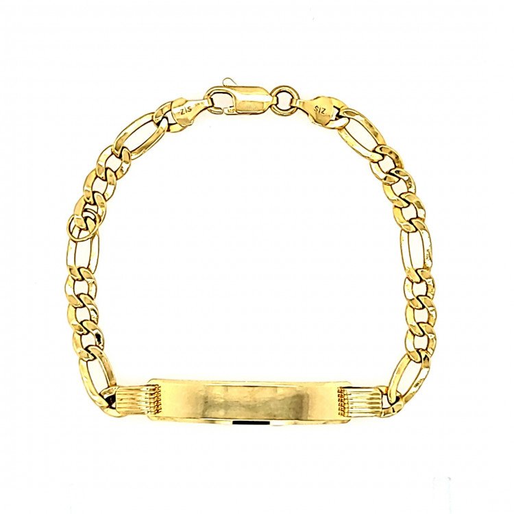 14K YELLOW GOLD CHILD FIGARO ID BRACELET / 6.5mm / 6.8" / 5.2gr / BRI22