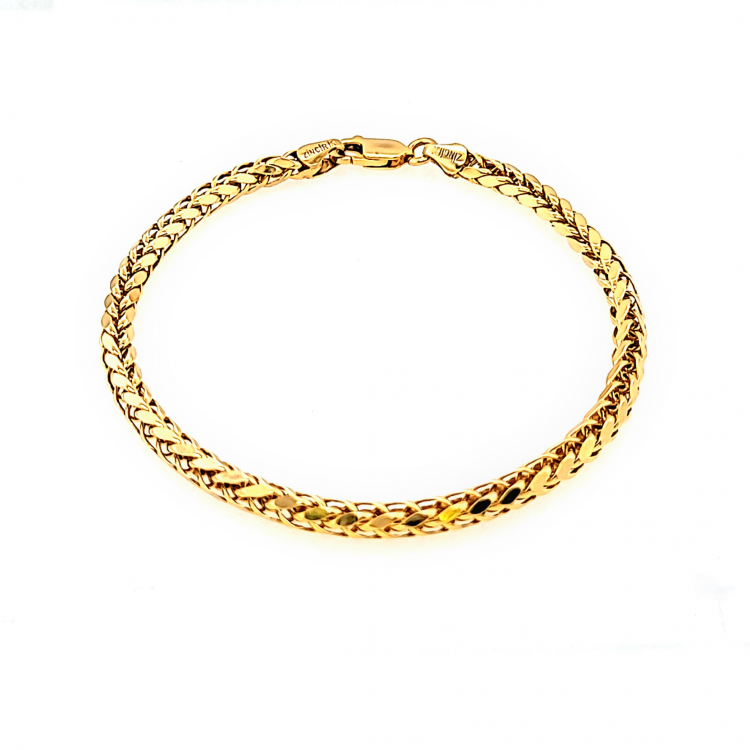 14K YELLOW GOLD WHEAT LINK BRACELET / 3.8mm / 7.75"  / 4,9gr/ BRI19