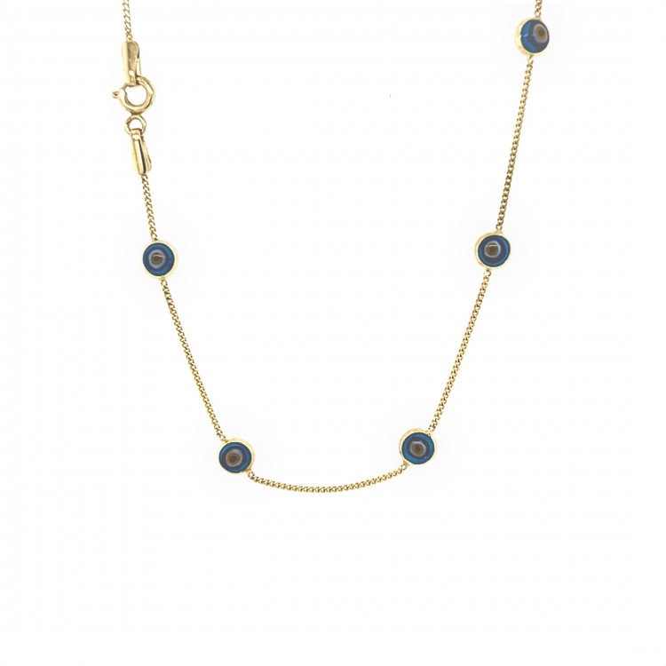 14K Yellow Gold Evil Eye Necklace/18"/5.2mm/3.7gr/NEI1