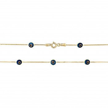 14K Yellow Gold Evil Eye Necklace/18"/5.2mm/3.7gr/NEI1