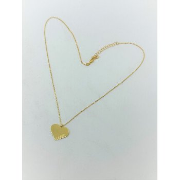 14K ITALIAN YELLOW GOLD PERSONALIZED HEART NECKLACE / 16-2" / 2,5GR / NEI30