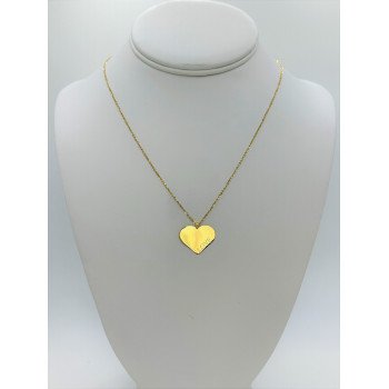14K ITALIAN YELLOW GOLD PERSONALIZED HEART NECKLACE / 16-2" / 2,5GR / NEI30