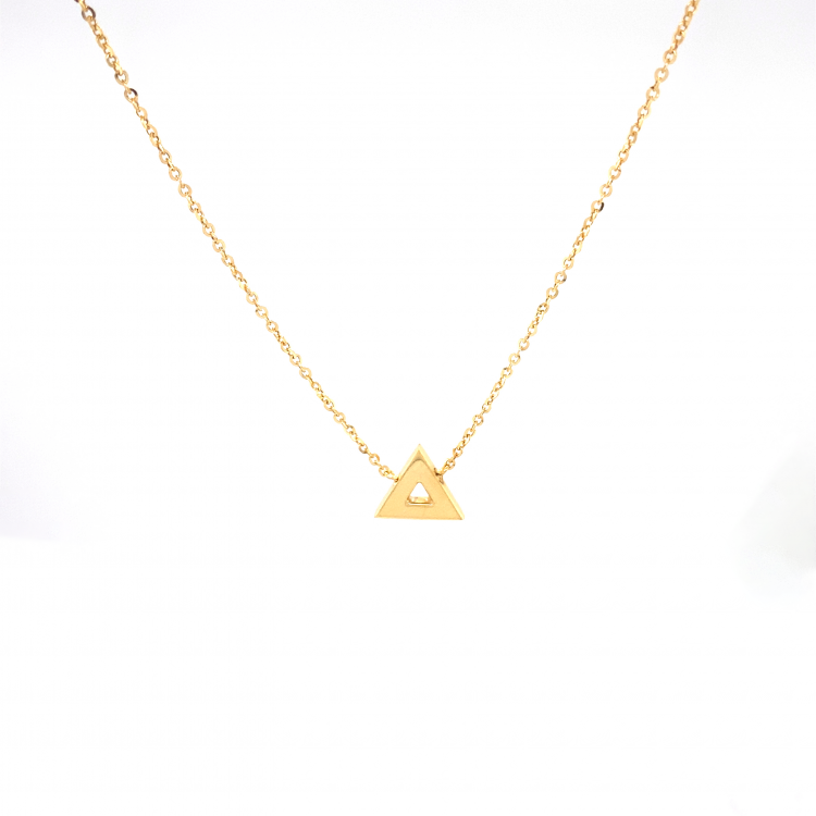 14K ITALIAN YELLOW GOLD TRIANGLE PENDANT NECKLACE / 16+2" / 2,1GR / NEI29