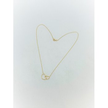 14K ITALIAN YELLOW GOLD HOOKED HEARTS PENDANT NECKLACE / 18" / 0,5MM / 2,1GR / NEI25