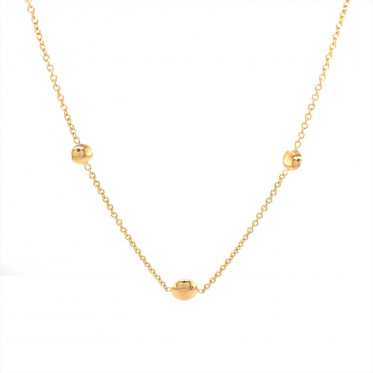 14K ITALIAN YELLOW GOLD CIRCLE STATION NECKLACE / 16+2" / 1-6MM / 3,7 GR / NEI24