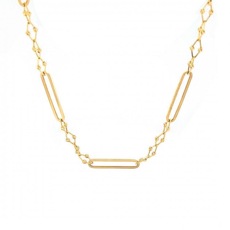 14K Yellow Gold Rhombus & Paperclip Link/23"/5.2mm/7.8gr/CHI53