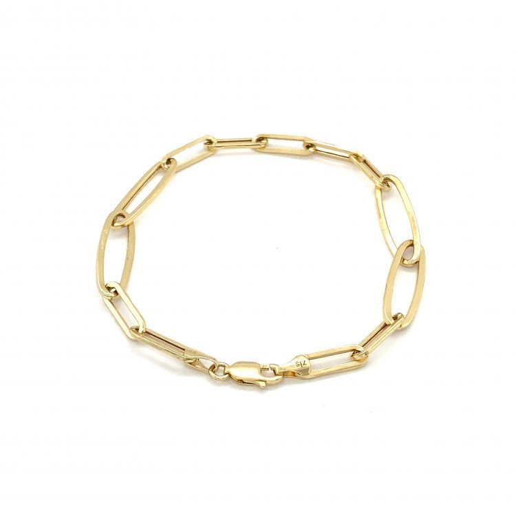 14K Yellow Gold Oval Paperclip Link/7.5"/4.2mm/2.9gr/BRI137