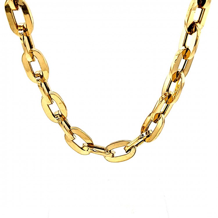 14K YELLOW GOLD HOLLOW ANCHOR LINK CHAIN NECKLACE / 20" / 7,7MM / 20,4GR / CHI87B