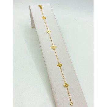 18k YELLOW GOLD FLOWER STATION BRACELET / 9mm / 7” / 1.5gr / BRI191