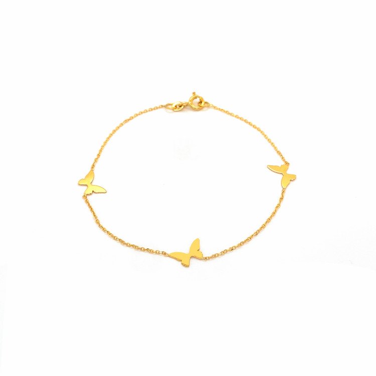 14k YELLOW GOLD BUTTERFLY STATION BRACELET / 9.5mm / 7” / 0.9gr / BRI194