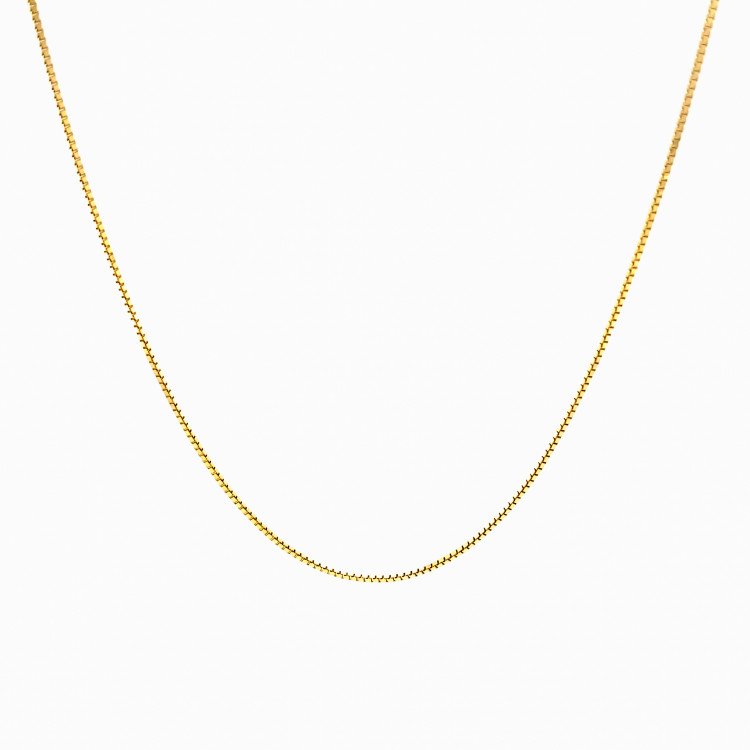 14K ITALIAN YELLOW GOLD BOX LINK CHAIN NECKLACE / 16" / 0,8MM / 1,8GR / CHI233