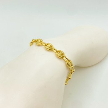 14K YELLOW GOLD PUFFED MARINER BRACELET / 7.7mm / 8.5" / 9,2gr / BRI92