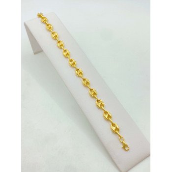 14K YELLOW GOLD PUFFED MARINER BRACELET / 7.7mm / 8.5" / 9,2gr / BRI92