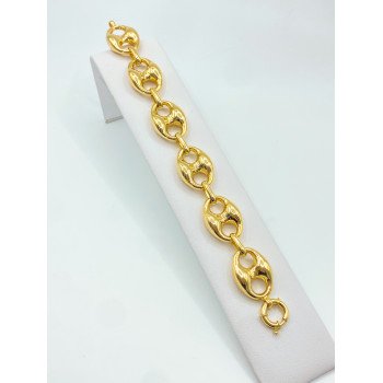 14K YELLOW GOLD PUFFED MARINER BRACELET / 18mm / 8" / 20,4gr / BRI59