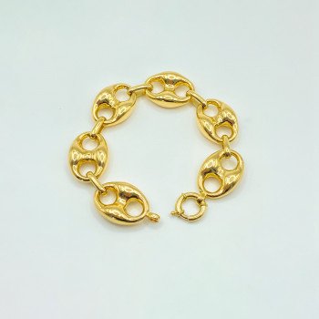 14K YELLOW GOLD PUFFED MARINER BRACELET / 18mm / 8" / 20,4gr / BRI59