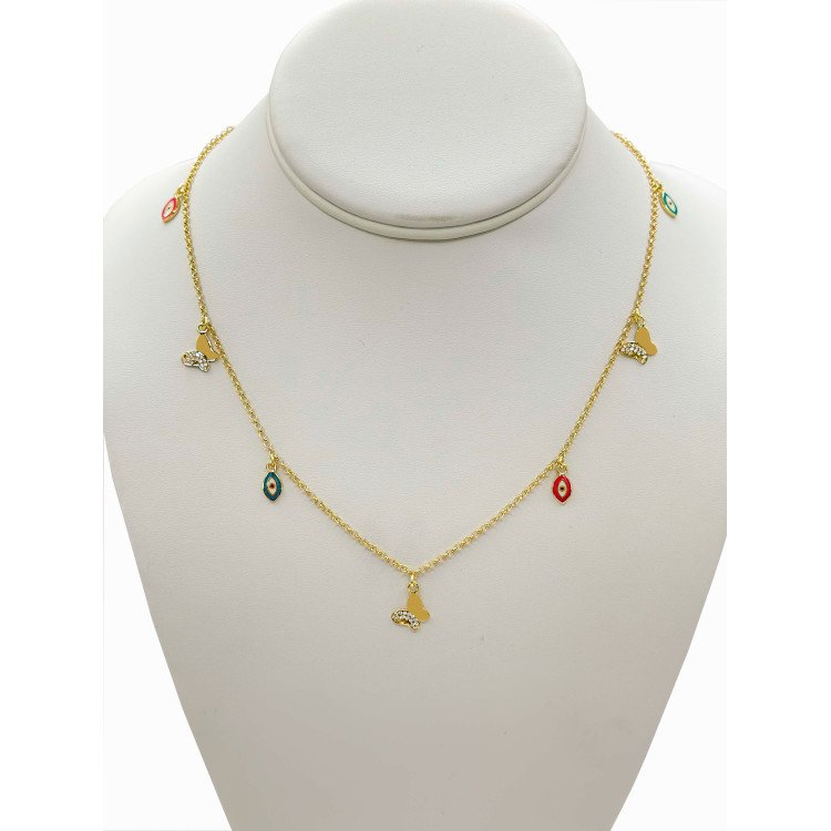 14K Yellow Gold Rolo Link with Charms/18"/6.4gr/NEI55 14K Yellow Gold Rolo Link with Charms/18"/6.4gr/NEI55