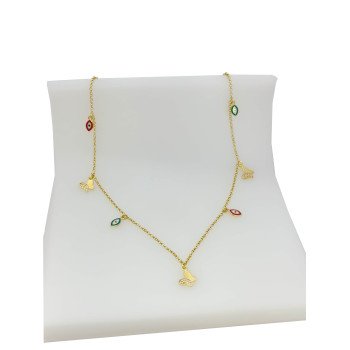 14K Yellow Gold Rolo Link with Charms/18"/6.4gr/NEI55