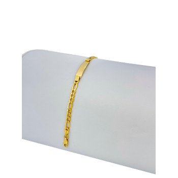 14K YELLOW GOLD CHILD FIGARO ID BRACELET / 6.5mm / 6.8" / 5.2gr / BRI22