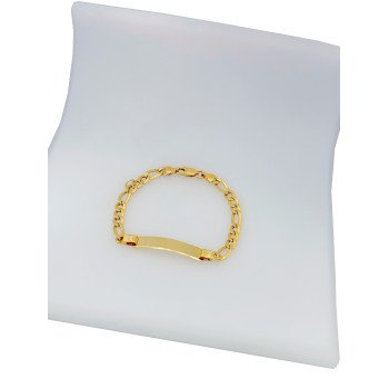 14K YELLOW GOLD CHILD FIGARO ID BRACELET / 6.5mm / 6.8" / 5.2gr / BRI22