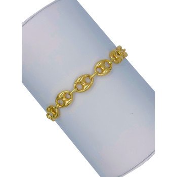 14K YELLOW GOLD PUFFED MARINER BRACELET / 18mm / 8" / 20,4gr / BRI59