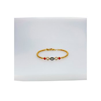 14k YELLOW GOL EVIL EYE BANGLE BRACELET WITH ENAMEL AND CUBIC ZIRCONIA / 5mm / 4.8gr / BANG5