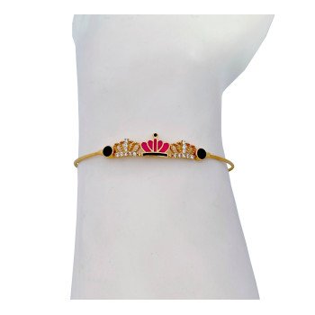 14K Yellow Gold Enamel & CZ Bangle/2.5"/5.5mm/3.2gr/BANG13