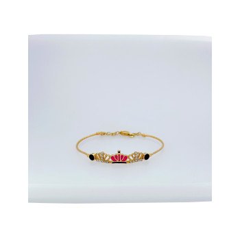 14K Yellow Gold Enamel & CZ Bangle/2.5"/5.5mm/3.2gr/BANG13