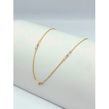 14K Gold small Rolo with two-tone oval links /Nei18 3.3Gr
