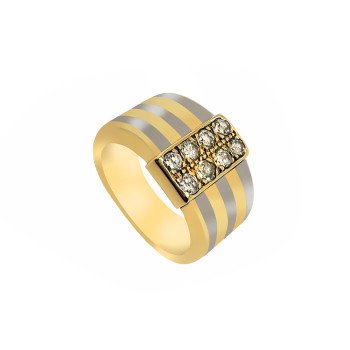 14K Two-Tone Gold & Natural Diamonds Ring/0.37ct/8.1gr/M197