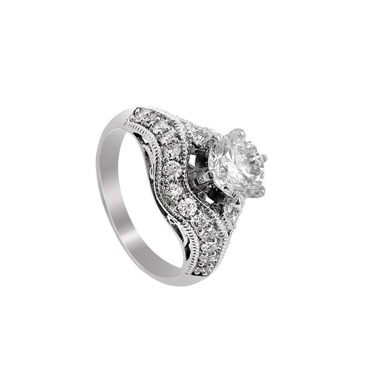 14K White Gold Diamonds Ring/1.17ct/4.7gr/M152