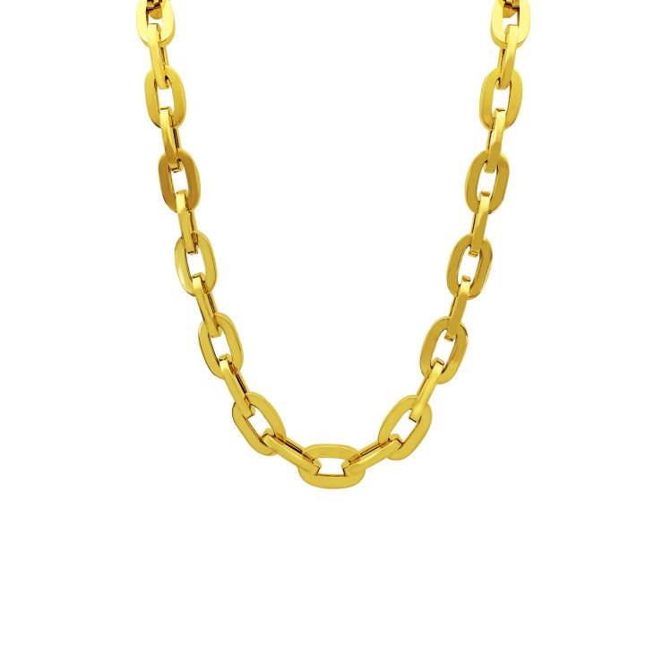 14K Yellow Gold Puffet Paperclip Link/22"/8mm/24.9gr/CHi87T