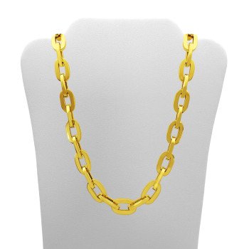 14K Yellow Gold Puffet Paperclip Link/22"/8mm/24.9gr/CHi87T