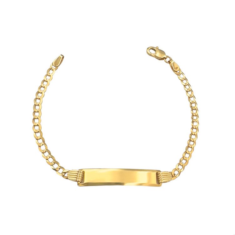 18K Yellow Gold Cuban Link ID Bracelet/6"/4gr/BRI208