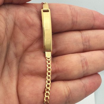 18K Yellow Gold Cuban Link ID Bracelet/6"/4gr/BRI208