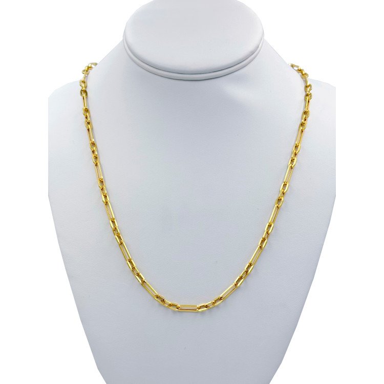 14K Yellow Gold Alternating Cable & Paperclip Link/23"/4.2mm/9.5gr/CHI1
