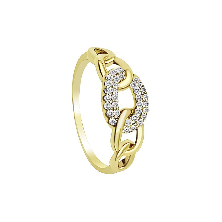 Italian Link Diamond Two-tone Ring in 14k Yellow Gold