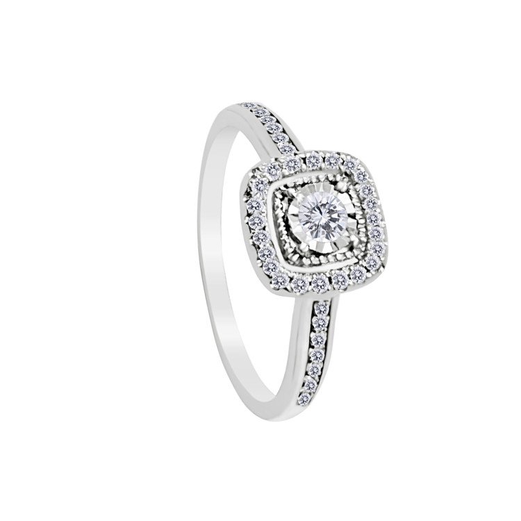 Italian Diamond Engagement Ring in 14k White Gold