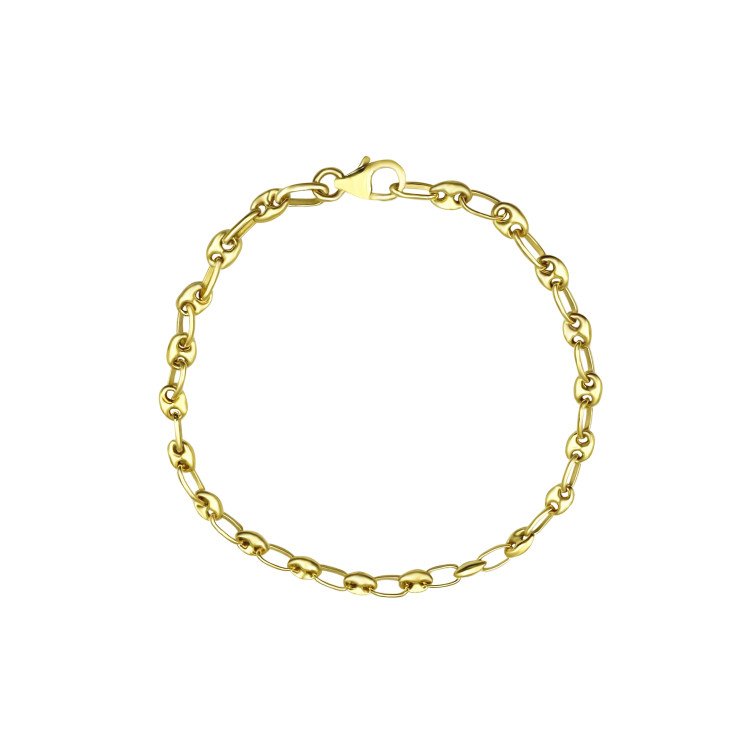 Italian 18K REAL GOLD Puffed Mariner Bracelet