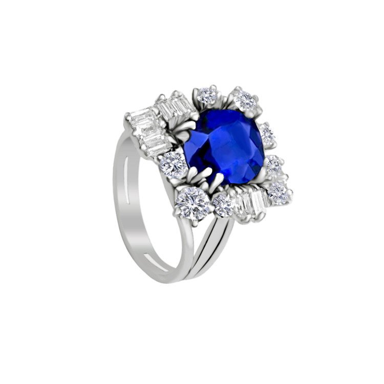 Platinum Ring With Blue Sapphire