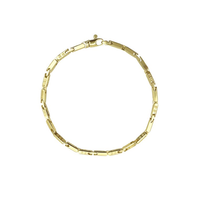 18K YELLOW GOLD TEXTURED AND POLISHED BAR BRACELET / 2.8mm / 8"/ 11gr / BRI284